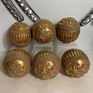 Vintage Set the 6 Decorative brass? jewel Ball Ornament